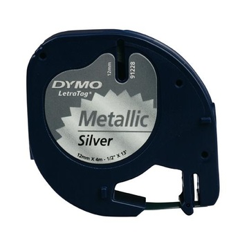 Dymo LT in metall Nero su Metallizzato 12 mm x 4 m