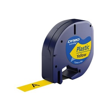 Dymo LT in Plastica Nero su Giallo 12 mm x 4 m