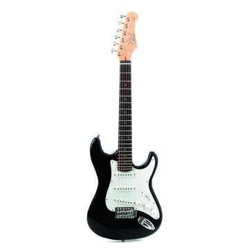 Music s-100 3/4 chitarra elettrica stratocaster 6 corde nero, bianco