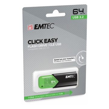 EMTEC Click Easy USB 64 GB Nero, Verde