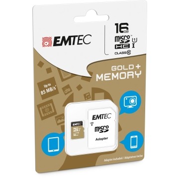 EMTEC 16GB Micro SDHC CL.10 Gold Plus U1 + adattatore