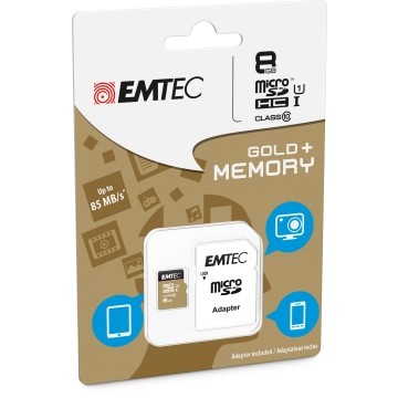 EMTEC 8GB Micro SDHC Classe10 Gold plus U1 + adattatore