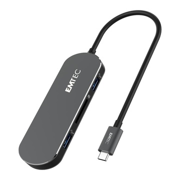 EMTEC T650C Type-C HUB perno e concentratore USB 3.0 (3.1 Gen 1) Type-A Nero