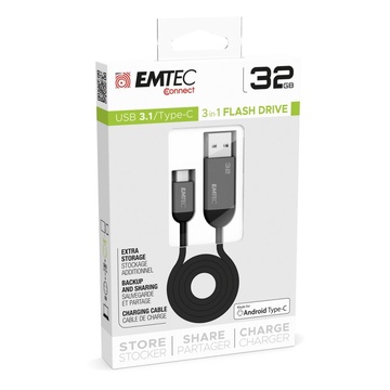 EMTEC T750C 32GB 3.0 (3.1 Gen 1) USB Type-C Nero, Grigio
