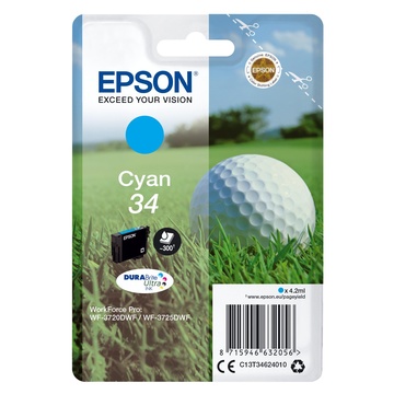 Epson Golf ball Singlepack Cyan 34 DURABrite Ultra Ink