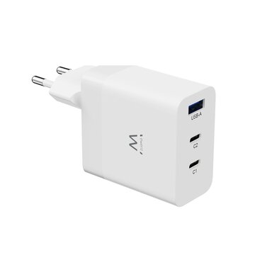 Caricabatterie rapido usb-c 3 porte 65w per laptop, macbook, smartphone, tablet, iphone