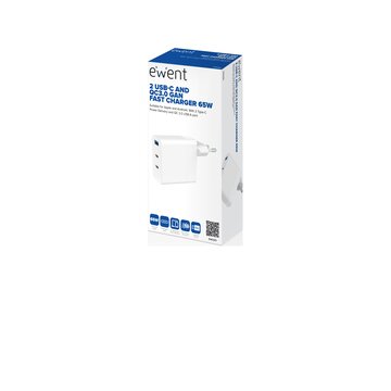 Caricabatterie rapido usb-c 3 porte 65w per laptop, macbook, smartphone, tablet, iphone
