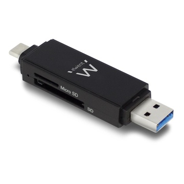 EWENT EW1075 lettore di schede Nero USB 3.0 (3.1 Gen 1) Type-A/Type-C