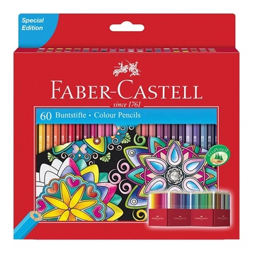 Faber Castell Astuccio in cartone con 60 matite colorate eagonali permanenti Eco