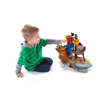 Fisher Price Imaginext - Galeone dei pirati, Nave a forma di squalo per bambini da 3 anni in su