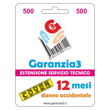 Garanzia 3 Cover 12 Mesi Massimale 500 € Contro Danni Accidentali