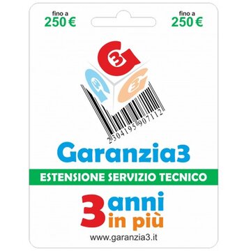 Garanzia 3 "Per Prodotti fino a 250 €" - Estensione del servizio tecnico 3 Anni