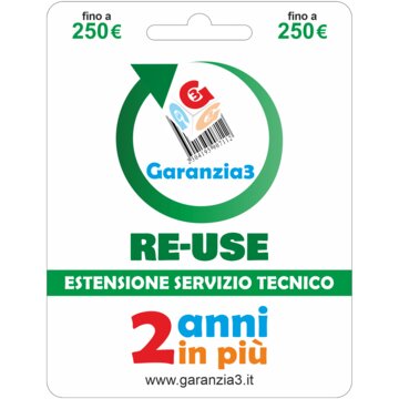 Garanzia 3 Re-Use - Fino a 250 di estensione del servizio tecnico per prodotti usati e ricondizionati - Associala entro massimo 7 giorni