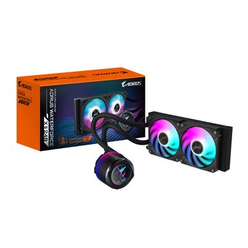 GigaByte AORUS WATERFORCE X II 240 - 2x ventole ARGB da 120 mm, LCD a colori, DAISY-CHAIN, compatibile con Intel LGA 1851 e AMD AM5