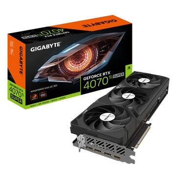 Geforce rtx 4070 ti super windforce max oc scheda grafica - 16 gb gddr6x, 256 bit, pci-e 4.0, 2655 mhz clock core, 3 x displayport 1.4a, 1 x hdmi 2.1a, nvidia dlss 3, gv-n407tswf3max oc-16gd