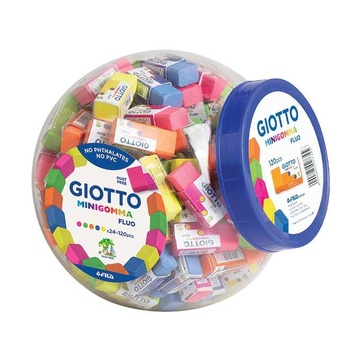 Giotto Fluo gomma per cancellare Elastomero Termoplastico (TPE) Blu, Fucsia, Verde, Arancione, Giallo 120 pezzo(i)