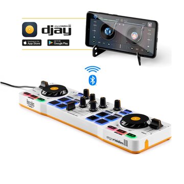 Djcontrol control mix bluetooth pour smartphone et tablettes ( andoid e 2 canali nero, bianco, giallo