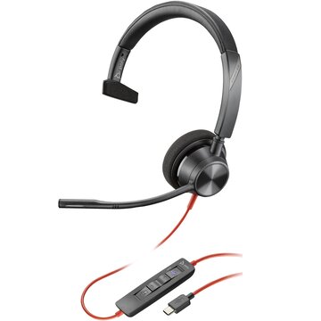 Poly blackwire 3310 monaural microsoft teams certified usb-c headset +usb-c/a adapter