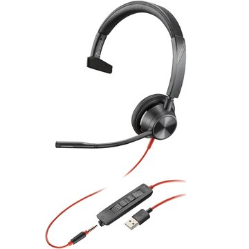 HP POLY Blackwire 3315 USB-A + 3.5mm Mono Headset