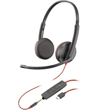 Poly cuffie stereo blackwire c3225 con connettore usb-c