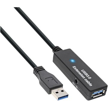 InLine Cavo USB 3.2 Gen.1 M-F, Attivo, prolunga, nero, 5mt