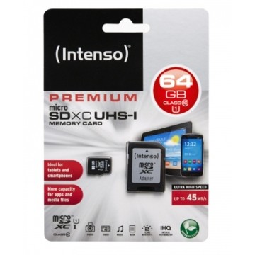 Intenso microSDXC Card 64GB Premium Class 10 UHS-I