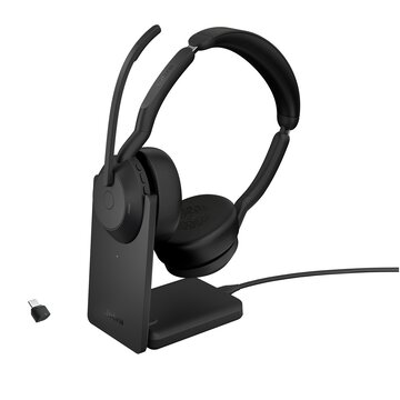 JABRA Evolve2 55 Auricolare Con cavo e senza cavo A Padiglione Ufficio Bluetooth Base di ricarica Nero