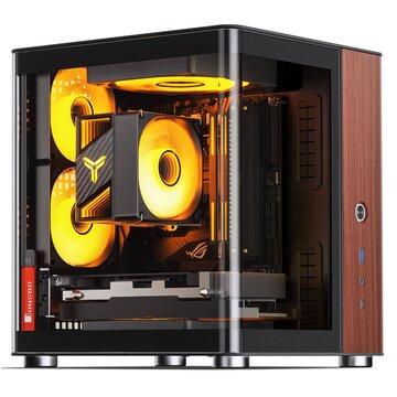 Tk-0 case per pc, mini-tower, mini-itx, vetro temperato, legno - nero