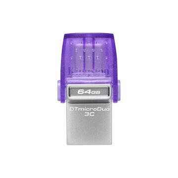 Kingston MicroDuo 3C USB 64 GB USB Type-A / USB Type-C 3.2 Gen 1 Porpora, Acciaio inossidabile
