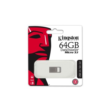 Kingston Micro 3.1 64GB USB 3.0 Tipo-A Metallico