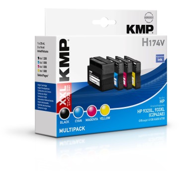 KMP H174V Multipack BK/C/M/Y comp. con HP C2P42AE 932/933 XL