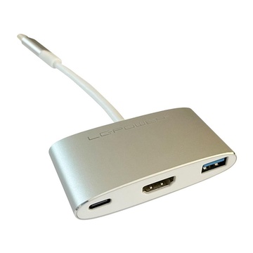 LC Power LC-HUB-C-MULTI-4 hub di interfaccia USB 3.2 Gen 1 (3.1 Gen 1) Type-C Argento, Bianco