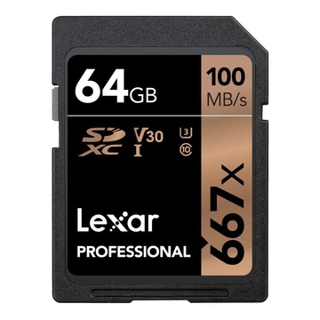 Lexar 64GB SDXC 667X Professional UHS-I V30 Card 100MB/s