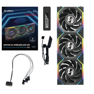 Uni fan sl wireless lcd 120 reverse blade 12 cm nero 3 pz