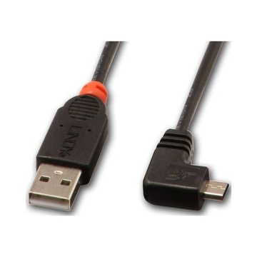 LINDY 0.5m, USB 2.0 A/Micro USB B, 90°, M/M cavo USB 0,5 m USB A Micro-USB B Nero