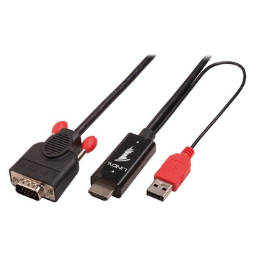 LINDY 1.0m HDMI/USB - VGA HDMI/USB Nero