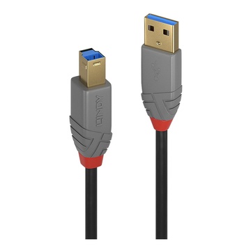 LINDY 36742 cavo USB 2 m 3.2 Gen 1 (3.1 Gen 1) USB A USB B Nero, Grigio