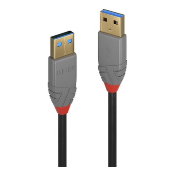 LINDY 36754 Cavo USB 5 m 3.2 Gen 1 (3.1 Gen 1) USB A Nero, Grigio