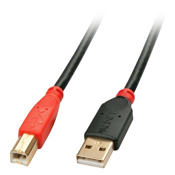 LINDY USB A/USB B 10m cavo USB Maschio Nero, Rosso