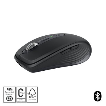 Mx anywhere 3s mouse ufficio mano destra rf senza fili + bluetooth laser 8000 dpi