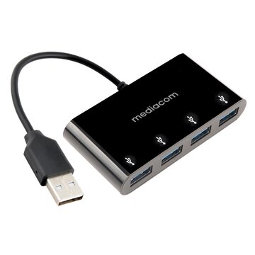 MEDIACOM MD-U101 hub di interfaccia USB 3.2 Gen 1 (3.1 Gen 1) Type-A Nero