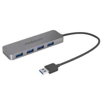 MEDIACOM MD-U102 hub di interfaccia USB 3.2 Gen 1 (3.1 Gen 1) Type-A 5000 Mbit/s Alluminio