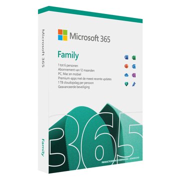 Microsoft 365 Family fino a 6 persone 1 abbonamento annuale PC/Mac su un numero illimitato di dispositivi scatola