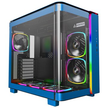 King 95 pro midi tower, vetro temperato, argb - blu berlino con 6 ventole rgb