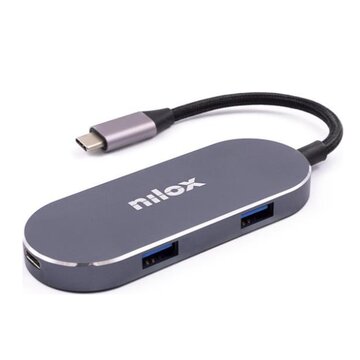 Nilox Mini Docking Station HDMI 3USB PD USB 3.2 Gen 1 (3.1 Gen 1) Type-C Argento