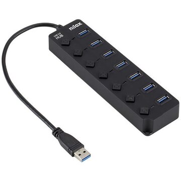 Nilox NXHUB-06 hub di interfaccia USB 3.2 Gen 1 (3.1 Gen 1) Type-A 5000 Mbit/s Nero