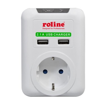 Nilox ROLINE Power Wall Outlet, 2x USB Charger adattatore e invertitore Bianco