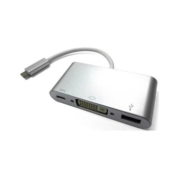 Nilox USB Type-C - DVI-I/USB Type-C/USB 3.0 M/F DVI-I/USB Type-C/USB 3.0 Argento