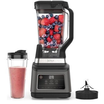 Ninja Frullatore 2 in 1, 1200 W, caraffa 2,1L, tazza 700ml, 3 programmi Auto-iQ: Blend, Max Blend, Crush, 4 impostazioni manuali, lavabile in lavastoviglie, nero, BN750EU