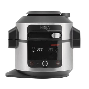 Foodi multicooker con coperchio smartlid, 11 funzioni di cottura intelligente, 6l, pentola a pressione, friggitrice ad aria, cottura a vapore, lenta, al forno, griglia, acciaio inox